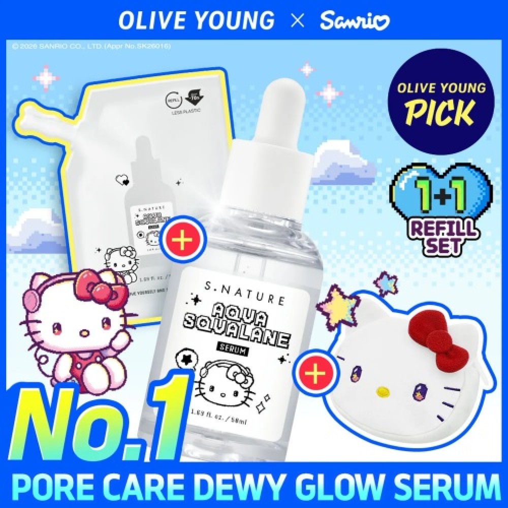 OY韓國預訂優惠 S.Nature Aqua Squalane Serum 天然角鯊烷高效保濕精華 50ml (+補充裝50ml) *Hello Kitty OY韓國預訂優惠 S.Nature Aqua Squalane Serum 天然角鯊烷高效保濕精華 50ml (+補充裝50ml) *Hello Kitty